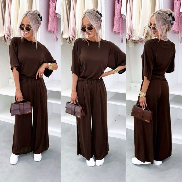 Brown Stretch Two-piece Set
