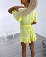 Белое Короткий комбинезон с лентой посередине