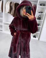 Tumši Violets Grezns Ziemas Mētelis Ar Kapuci