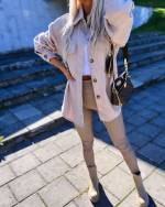 Khaki Oversized Spring/autumn Jacket