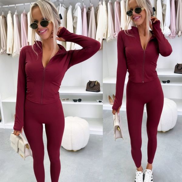 Dark Red Two-piece Stretch Set