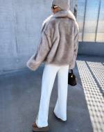 Light Beige Luxurious Short Fur Coat