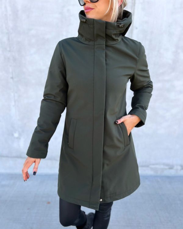 Khaki Longer Softshell Spring/autumn Waterproof Parka