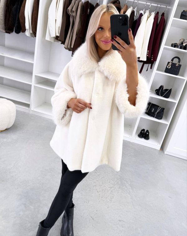 Light Beige Soft Faux Fur Jacket-coat