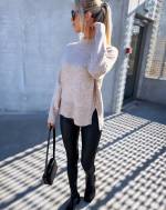 Taupe Soft Sweater With Slit