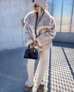 Taupe Luxurious Short Fur Coat