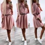 Khaki Casual Belted Dress