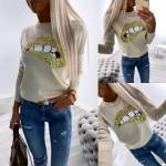 White Gold Sequin Soft Sweater
