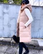 Бежевый Жилетка с капюшоном 