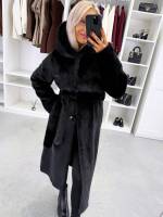 Tumši Violets Grezns Ziemas Mētelis Ar Kapuci