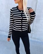 White Striped Buttoned Sweater