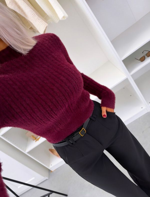 Dark Red Soft Stretch Knit Jumper