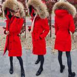 Хаки Зимняя куртка с натуральным мехом и водонепроницаемым материалом.