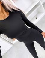 Czarny Dwuczęściowy Modelujący Komplet Ze Stretchu