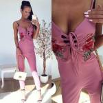 Черный Комбинезон с вышивкой 