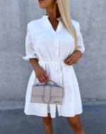 White Adjustable Waist Dress