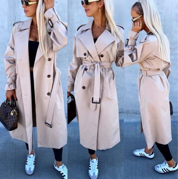 Beige Oversized Trench Coat