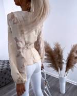 Черный Блузка в мелкую клетку с цветочным узором