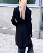 Черный Шерстяное пальто с регулируемой талией