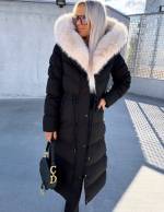 Melns Ziemas Parka Ar Regulējamu Jostasvietu