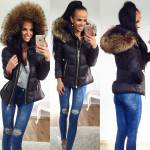 Красный Теплая куртка с крупным натуральным мехом