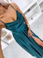 Coral Satin Maxi Dress