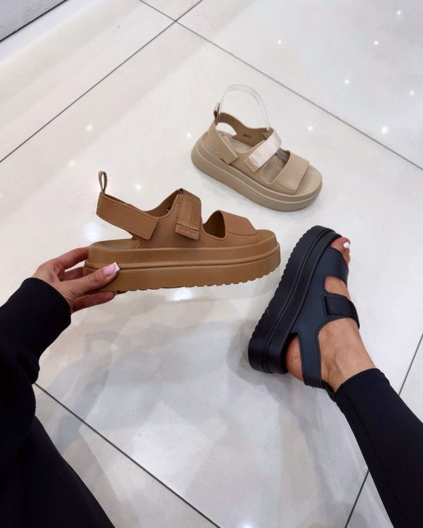 Black Chunky Sole Comfort Sandals