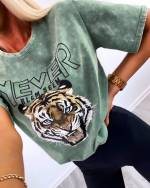 Khaki Tiger Oversized T-shirt