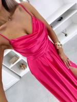 Coral Satin Maxi Dress