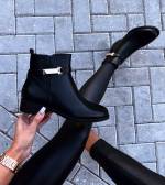 Brown Golden Buckle Ankle Boots