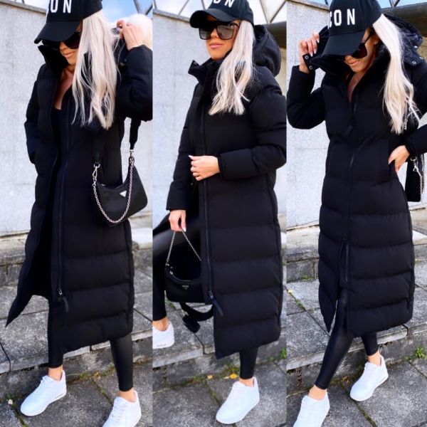 Black Long Hooded Winter Parka