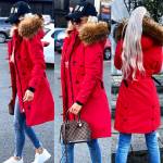 Хаки Зимняя куртка с натуральным мехом и водонепроницаемым материалом.