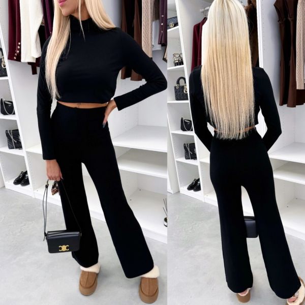 Черный Мягкие и эластичные брюки прямого кроя