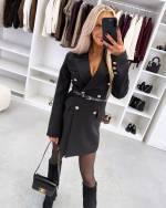 Brązowy Sukienka Marynarkowa Z Paskiem