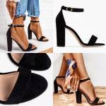 Бежевый Открытые босоножки на блочном каблуке с лентами