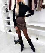 Brūns Ādas Svārki