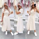 Синий Платье с поясом