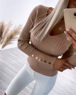 Бежевый Джемпер с V-образным вырезом