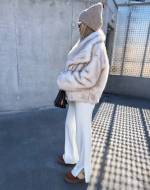 Light Beige Luxurious Short Fur Coat