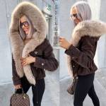 Коричневый Куртка из искусственного меха с тёплой подкладкой