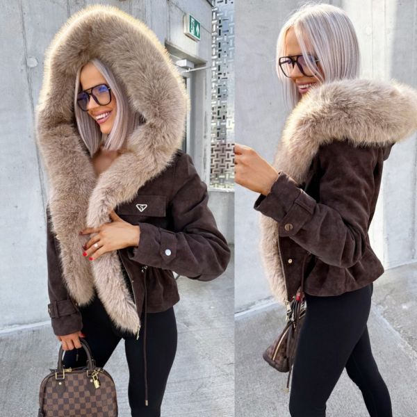 Beige Warm-lined Faux Fur Jacket