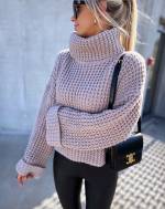 Light Beige High Neck Soft Sweater