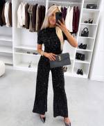 Ciemnoczerwony Miękkie Spodnie Z Cekinami