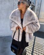 Light Beige Luxurious Short Fur Coat