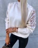 Camel Soft Sweater With Pearls