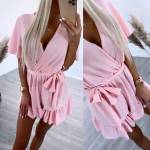 Белое Короткий комбинезон с лентой посередине