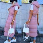 Черный Удлиненный жилет весна-осень из водонепроницаемого  материала.