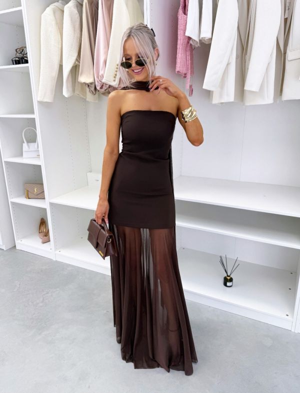 Brown Occasion Dress With Lining