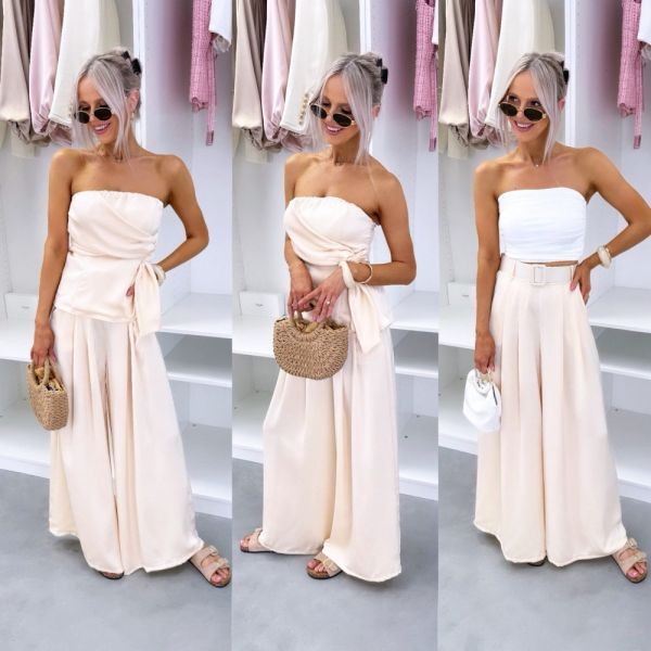 Light Beige Silky Two-piece Set