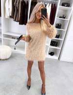 Tumši Zaļa Garām Piedurknēm Plūstoša Kleita